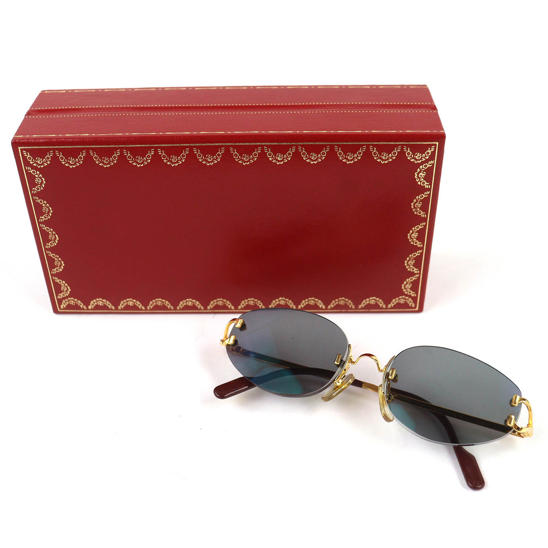 Great Cartier sunglasses 2C Decor Two-Point Rimless gold mens