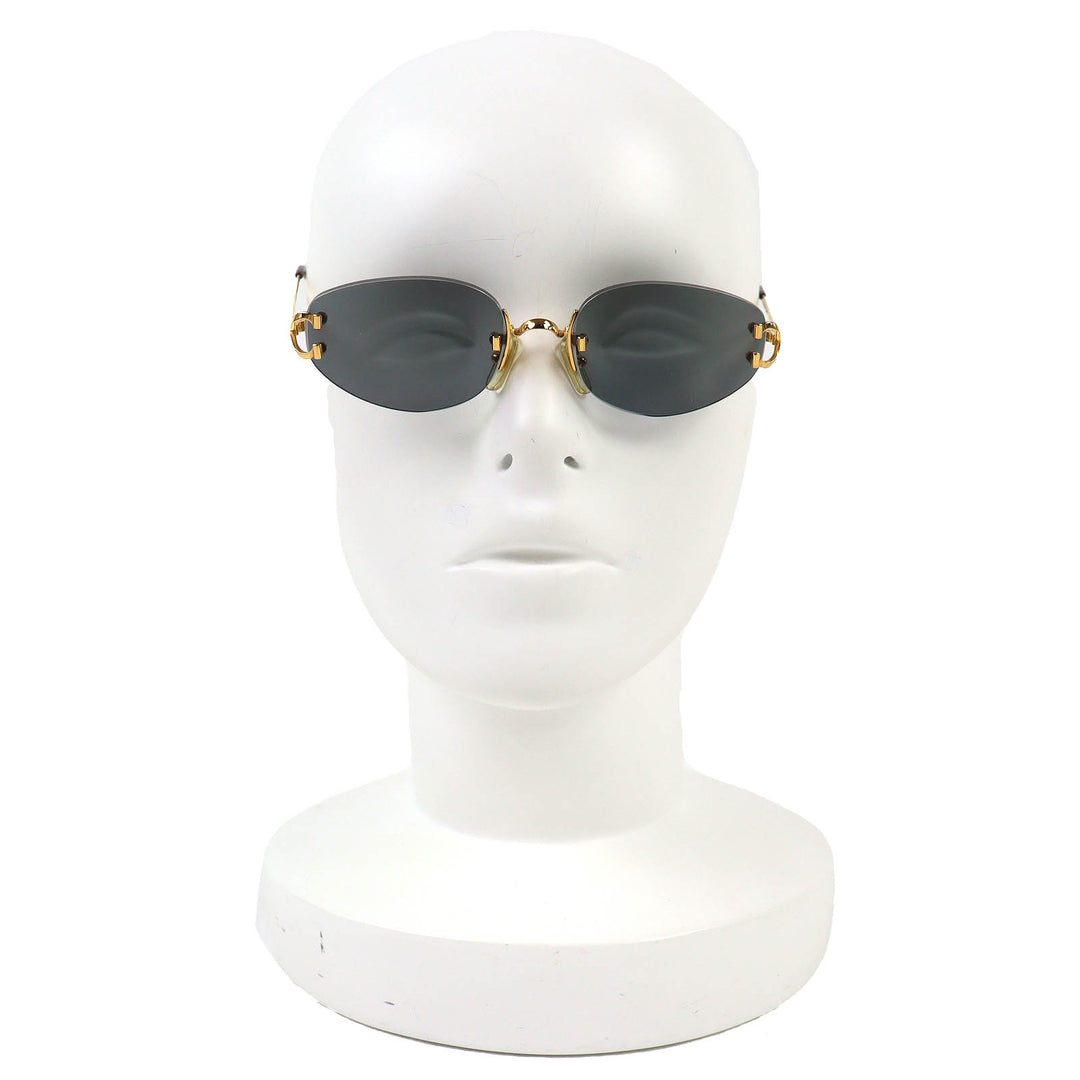 Great Cartier sunglasses 2C Decor Two-Point Rimless gold mens