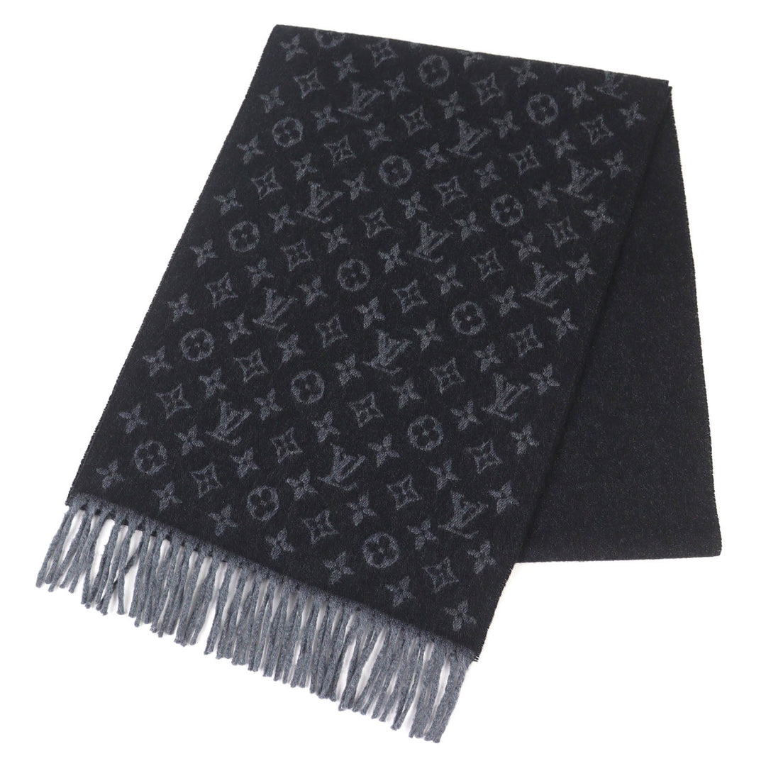 Great LOUIS VUITTON Scarf monogram gradient Noir cashmere mens M71607