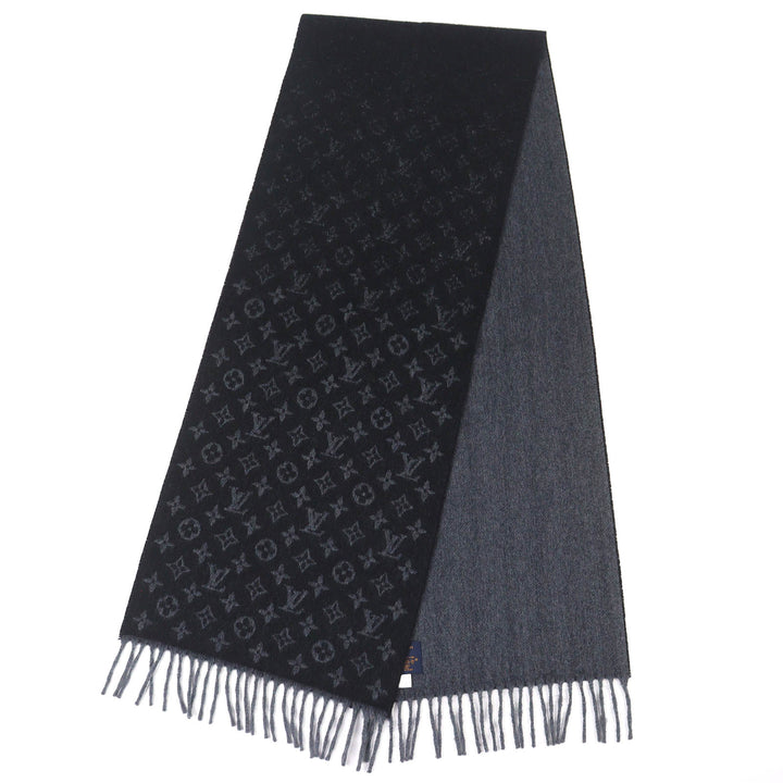 Great LOUIS VUITTON Scarf monogram gradient Noir cashmere mens M71607