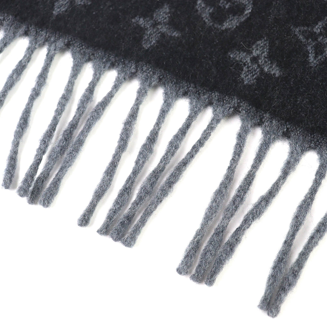 Great LOUIS VUITTON Scarf monogram gradient Noir cashmere mens M71607