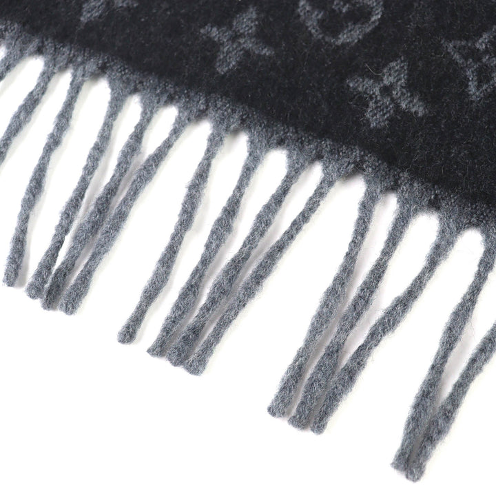 Great LOUIS VUITTON Scarf monogram gradient Noir cashmere mens M71607