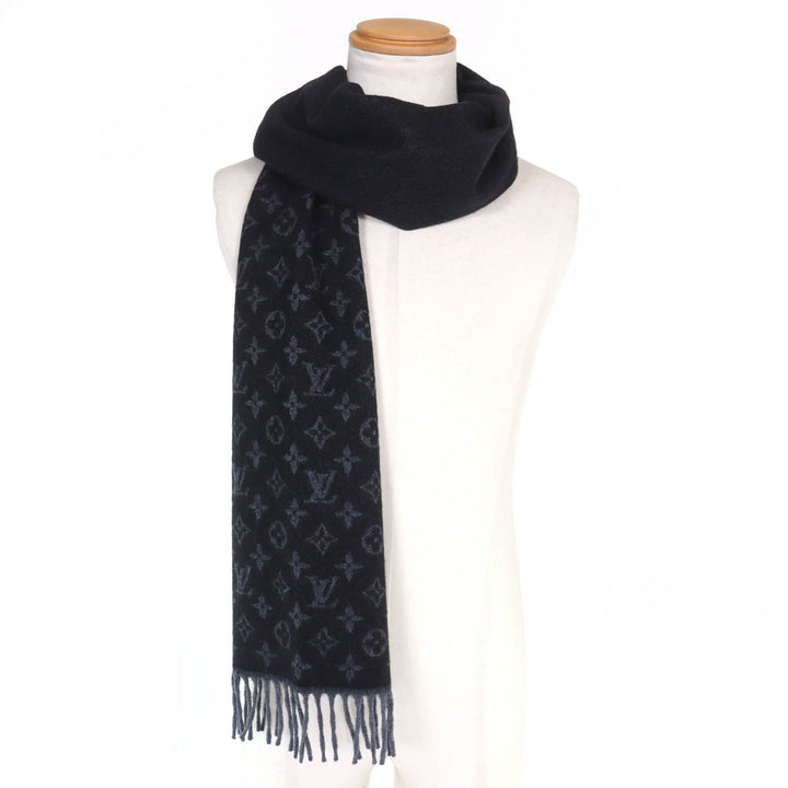 Great LOUIS VUITTON Scarf monogram gradient Noir cashmere mens M71607