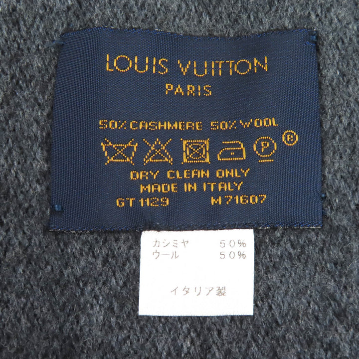 Great LOUIS VUITTON Scarf monogram gradient Noir cashmere mens M71607