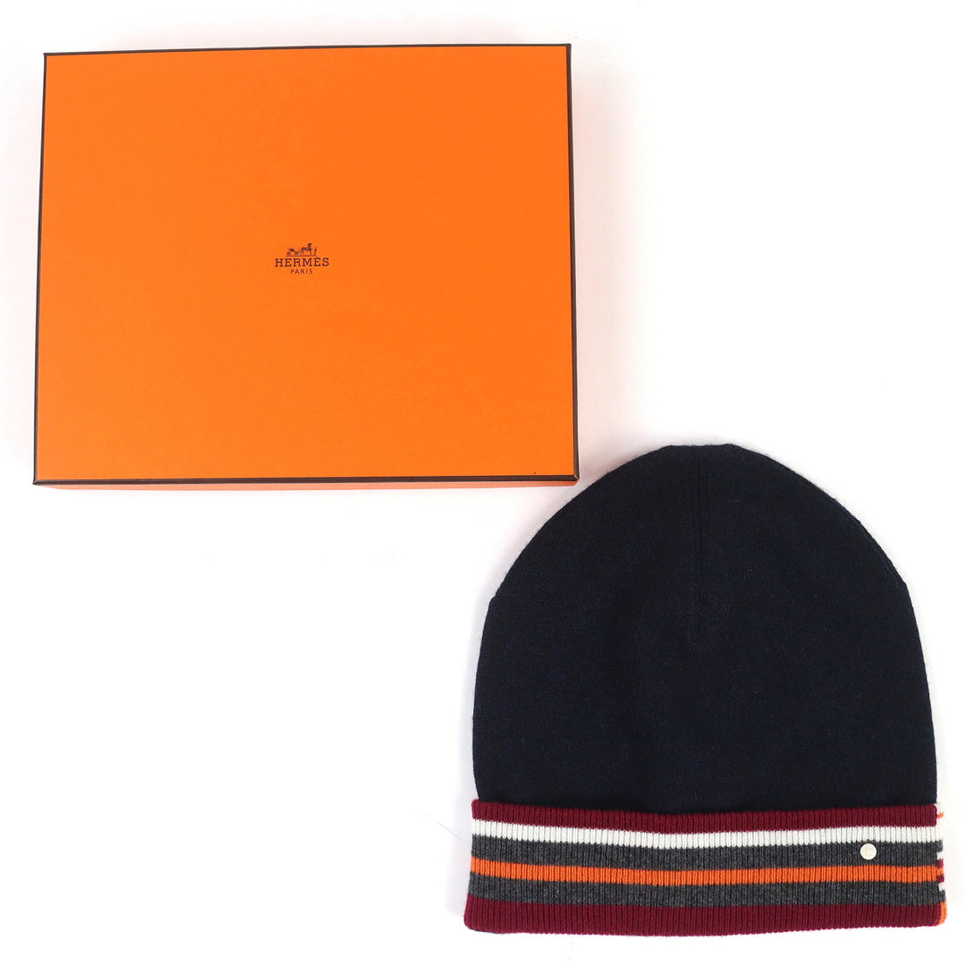 Pristine HERMES Knit cap H Twist Heaven Twist Serie Button Beanie Knit Hat L