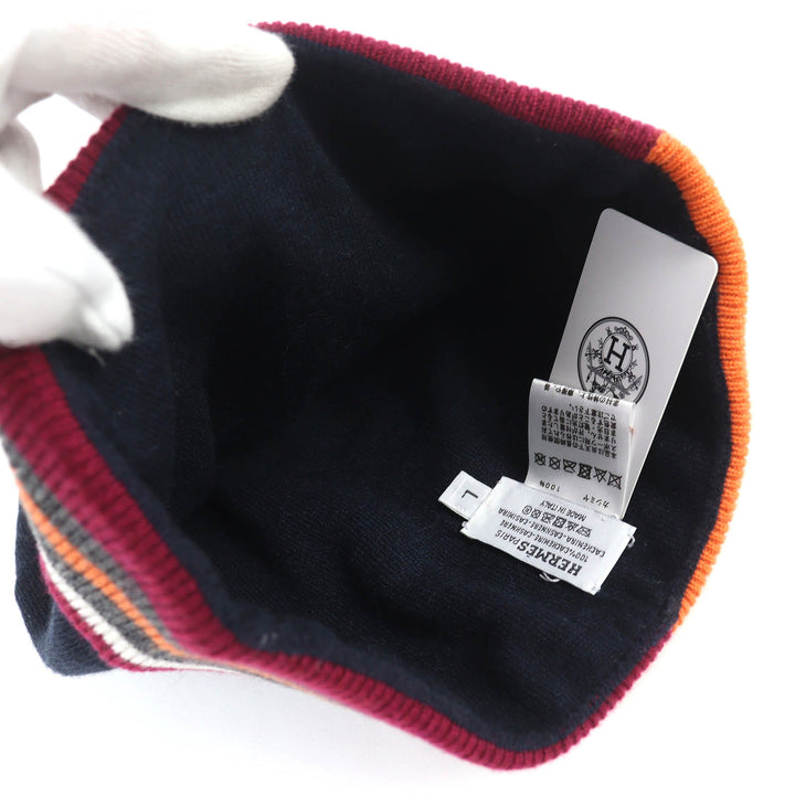 Pristine HERMES Knit cap H Twist Heaven Twist Serie Button Beanie Knit Hat L
