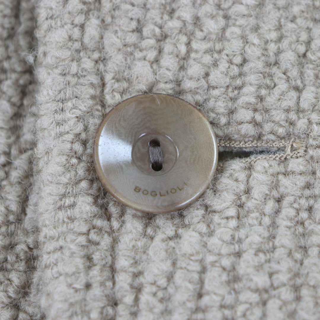 Excellent BOGLIOLI tweed coat Logo button back belt wool men 48 C0301E 23 DOVER