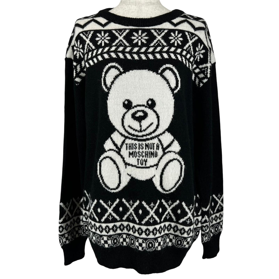 Excellent MOSCHINO knit Jacquard Teddy Bear black acrylic Women XS KD7233118