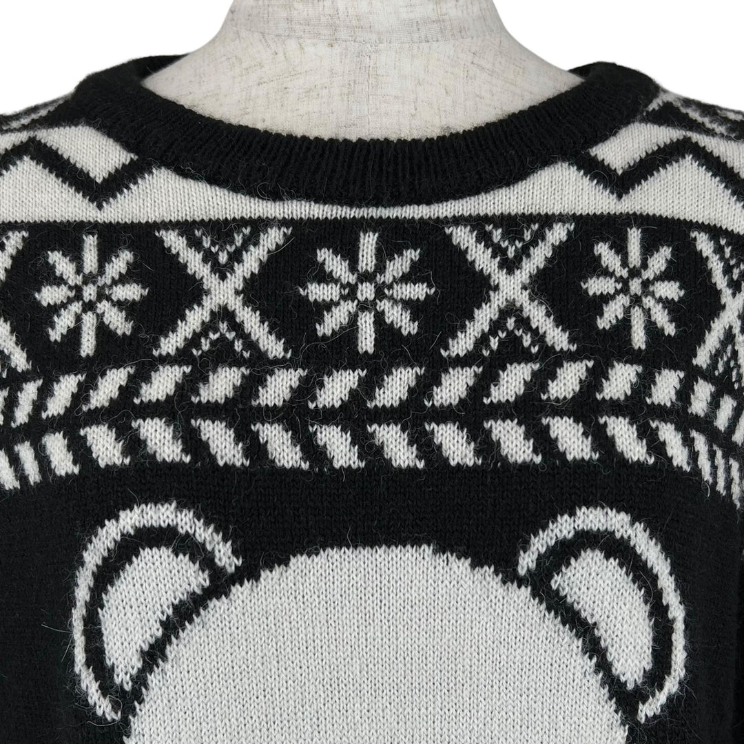 Excellent MOSCHINO knit Jacquard Teddy Bear black acrylic Women XS KD7233118