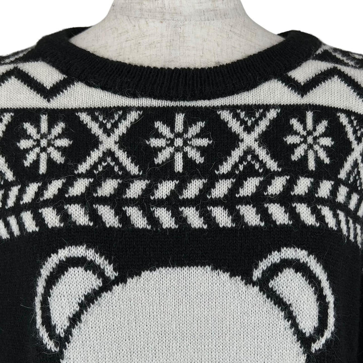 Excellent MOSCHINO knit Jacquard Teddy Bear black acrylic Women XS KD7233118