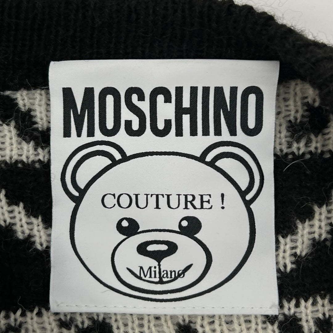 Excellent MOSCHINO knit Jacquard Teddy Bear black acrylic Women XS KD7233118