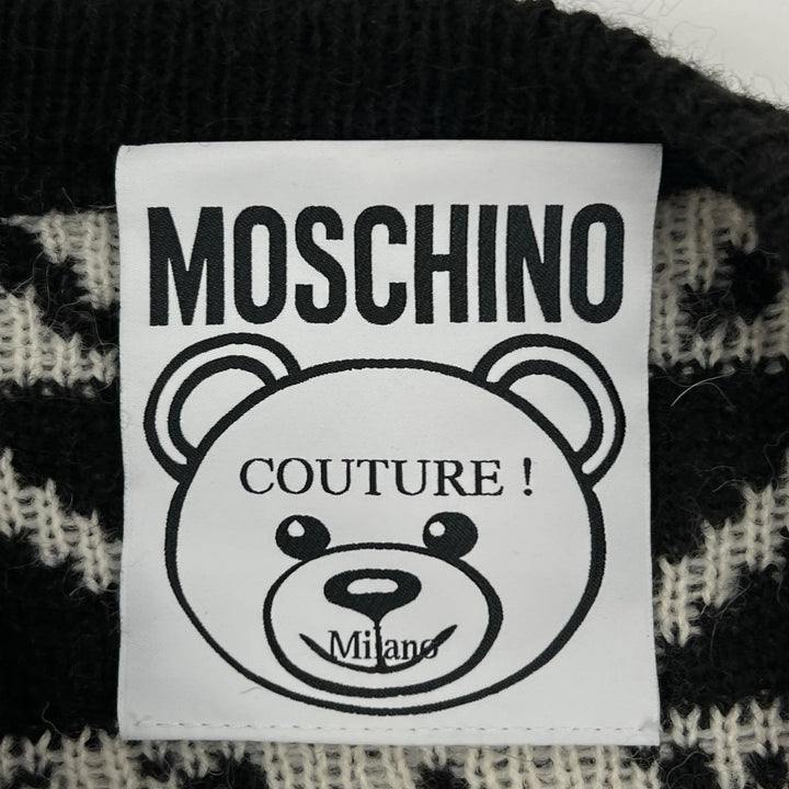 Excellent MOSCHINO knit Jacquard Teddy Bear black acrylic Women XS KD7233118