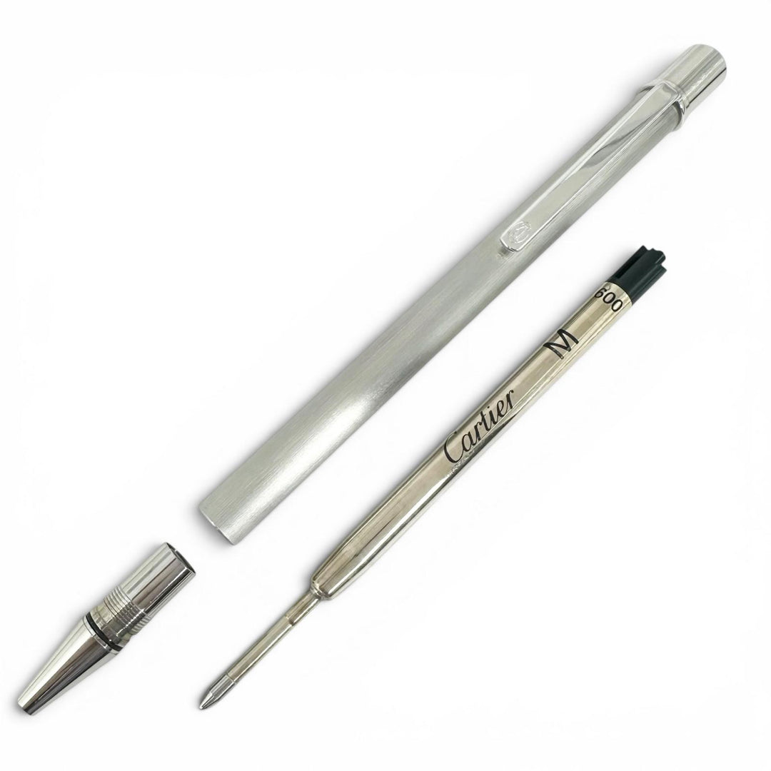 Excellent Cartier Ballpoint pen Must de Cartier Logo engraved, hairline finish,