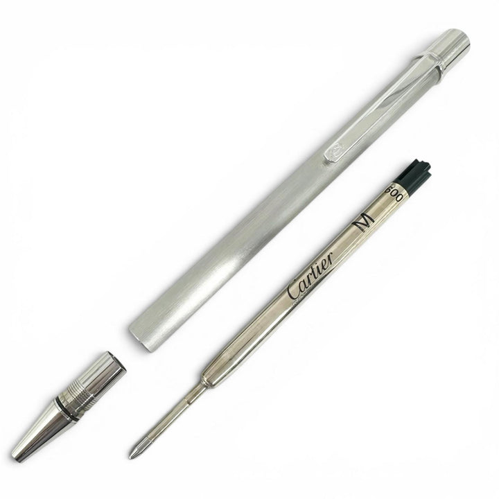 Excellent Cartier Ballpoint pen Must de Cartier Logo engraved, hairline finish,