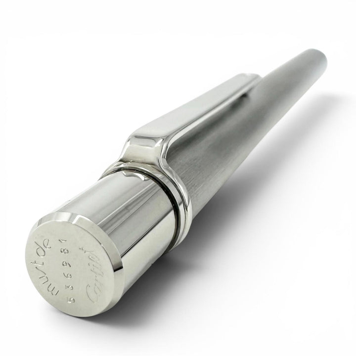 Excellent Cartier Ballpoint pen Must de Cartier Logo engraved, hairline finish,