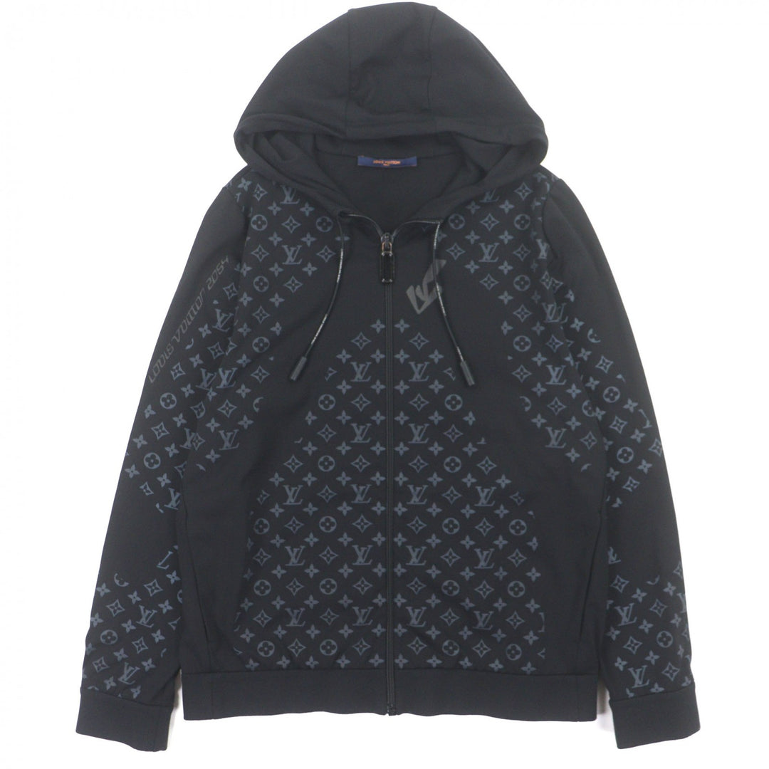 Great LOUIS VUITTON hoodie Hybrid Zip-Through Monogram black Nylon mens M 1A9GNB