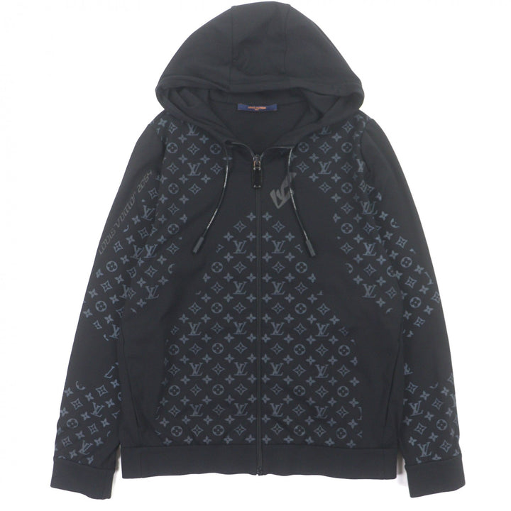 Great LOUIS VUITTON hoodie Hybrid Zip-Through Monogram black Nylon mens M 1A9GNB