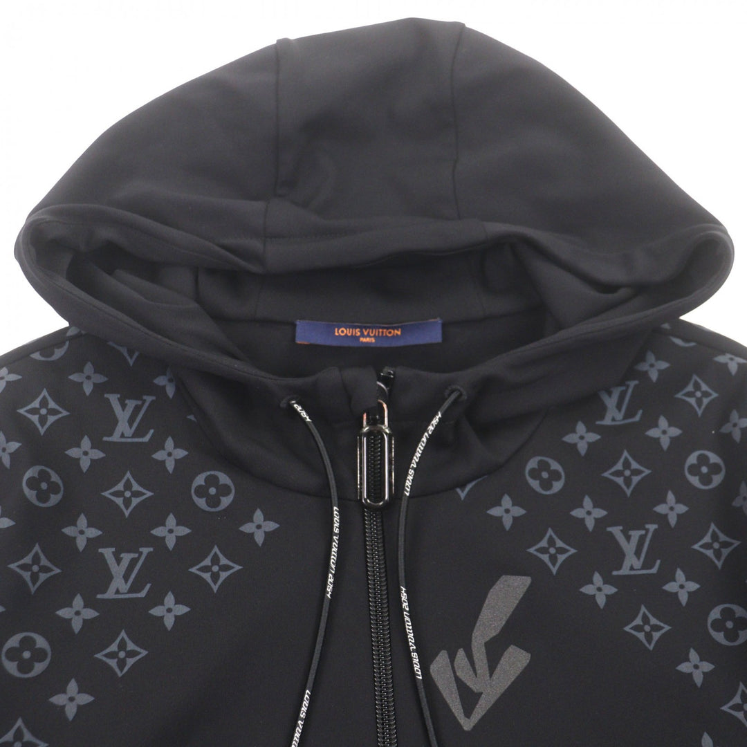 Great LOUIS VUITTON hoodie Hybrid Zip-Through Monogram black Nylon mens M 1A9GNB