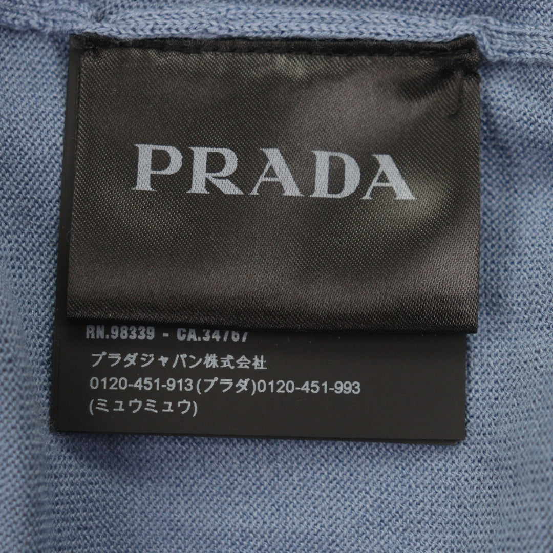 Great PRADA sweater V-neck knit blue wool mens 52 UMA793