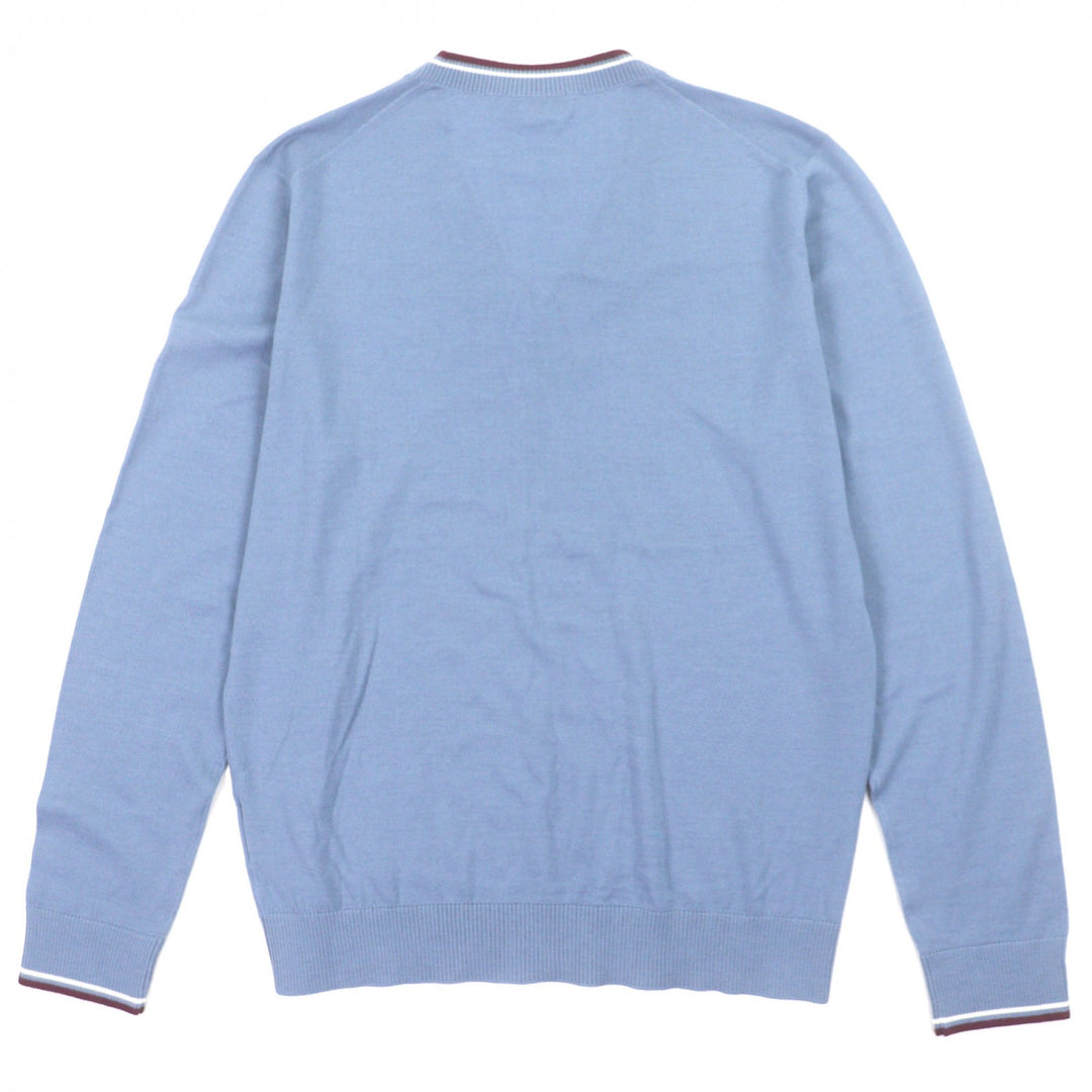 Great PRADA sweater V-neck knit blue wool mens 52 UMA793