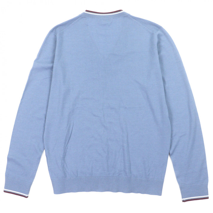 Great PRADA sweater V-neck knit blue wool mens 52 UMA793