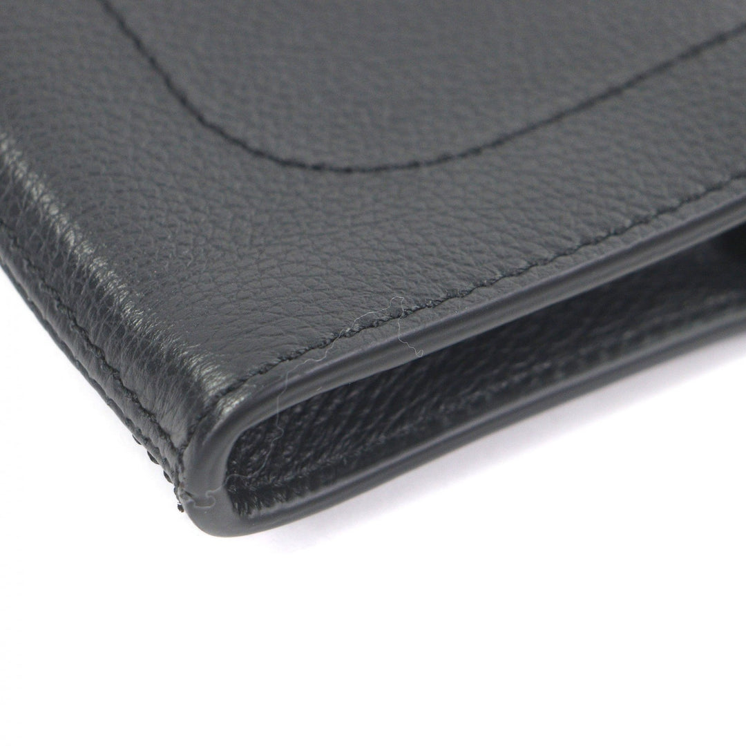 Excellent MONTBLANC Clutch bag white star black Soft grain calf Leather mens