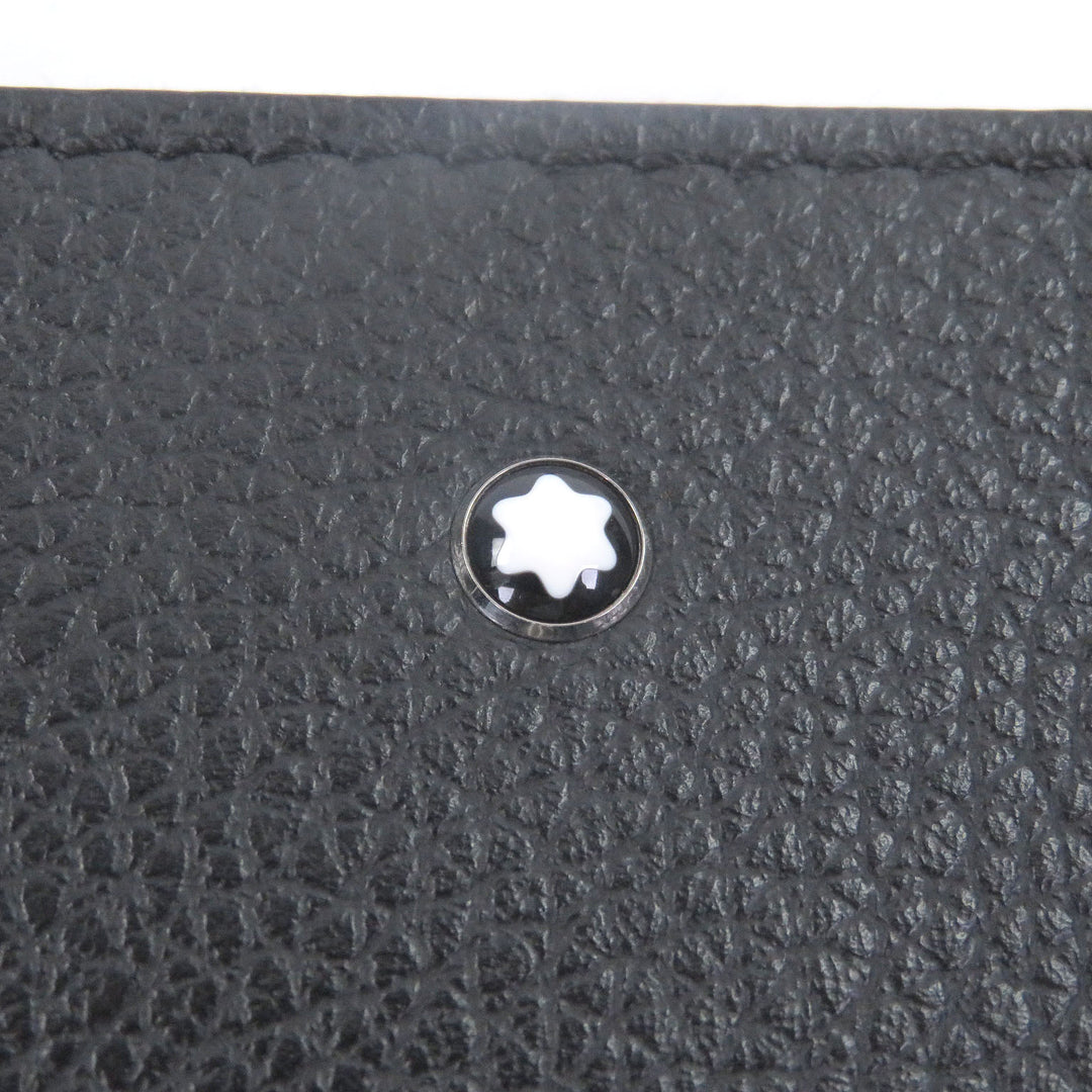 Excellent MONTBLANC Clutch bag white star black Soft grain calf Leather mens