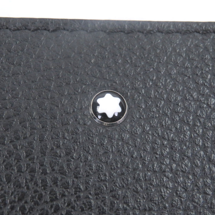 Excellent MONTBLANC Clutch bag white star black Soft grain calf Leather mens