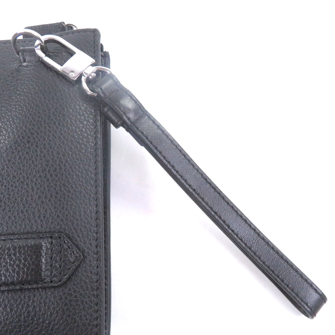 Excellent MONTBLANC Clutch bag white star black Soft grain calf Leather mens