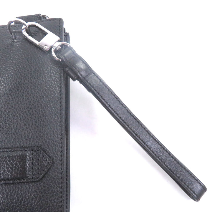 Excellent MONTBLANC Clutch bag white star black Soft grain calf Leather mens