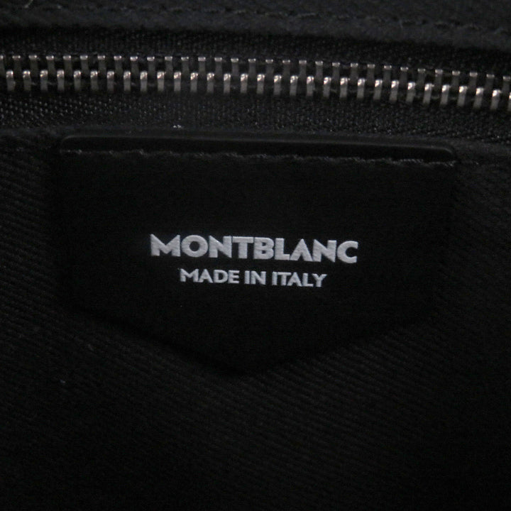 Excellent MONTBLANC Clutch bag white star black Soft grain calf Leather mens