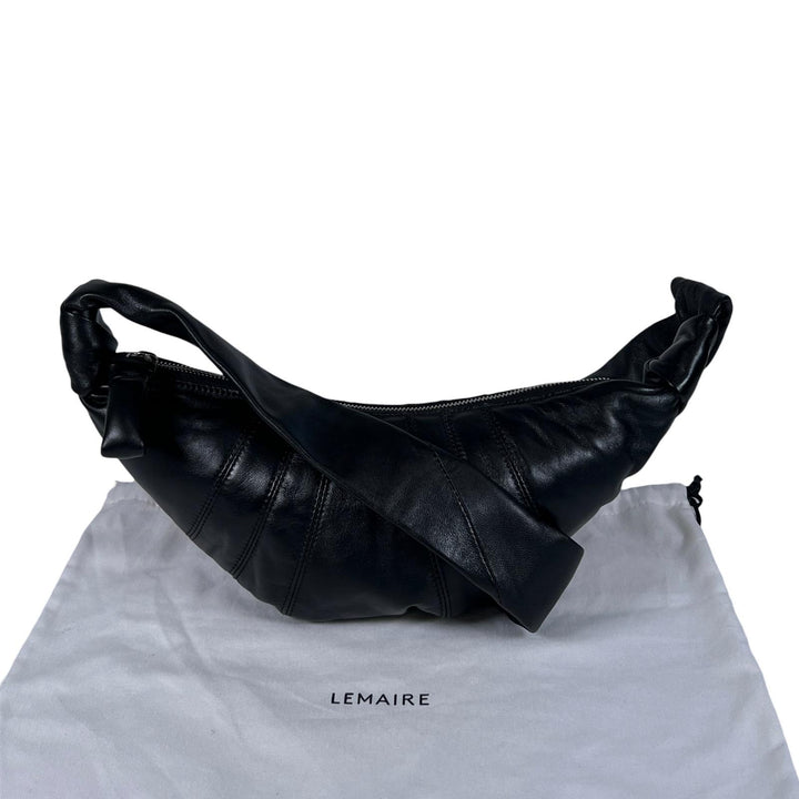 Pristine LEMAIRE Shoulder Bag Small Croissant black Lamb leather BG0003 LL095