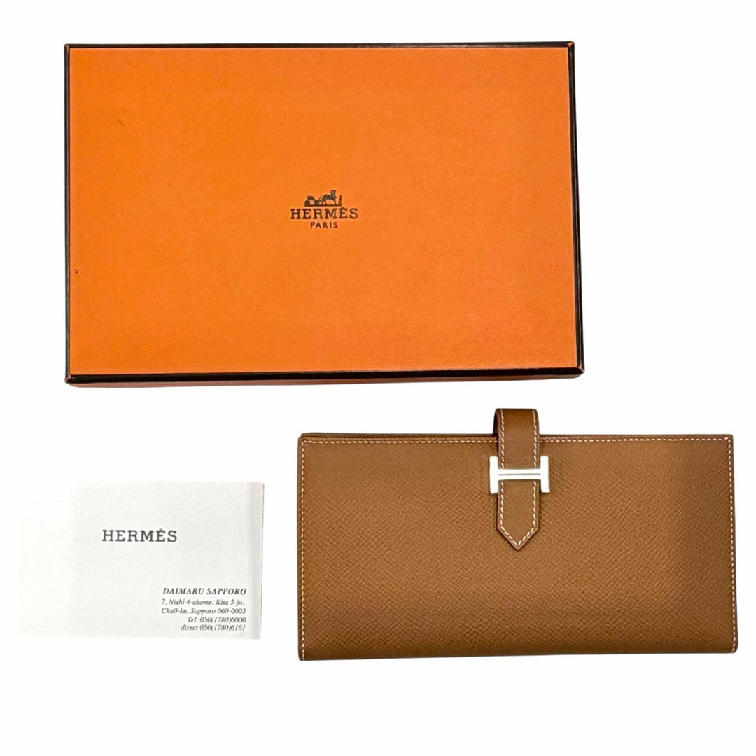 Pristine HERMES Bifold Wallet Beansufla Epsom Leather Women