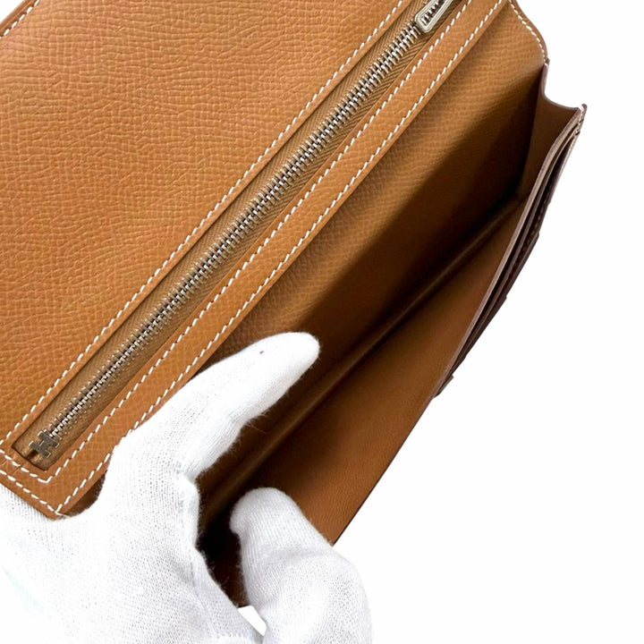 Pristine HERMES Bifold Wallet Beansufla Epsom Leather Women