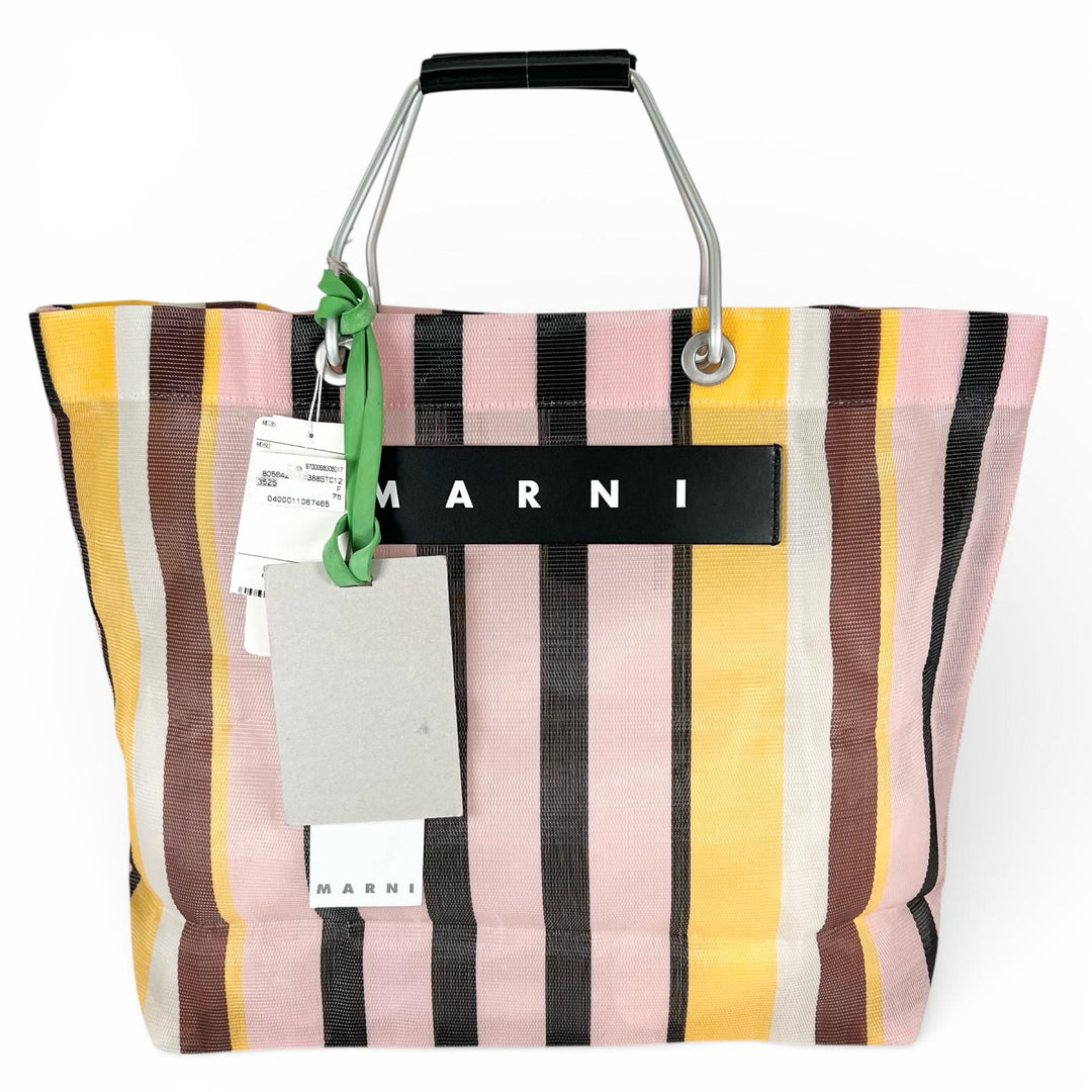 Pristine MARNI Handbag Flower cafe Marni Market Stripe multicolor SHMHR08A01