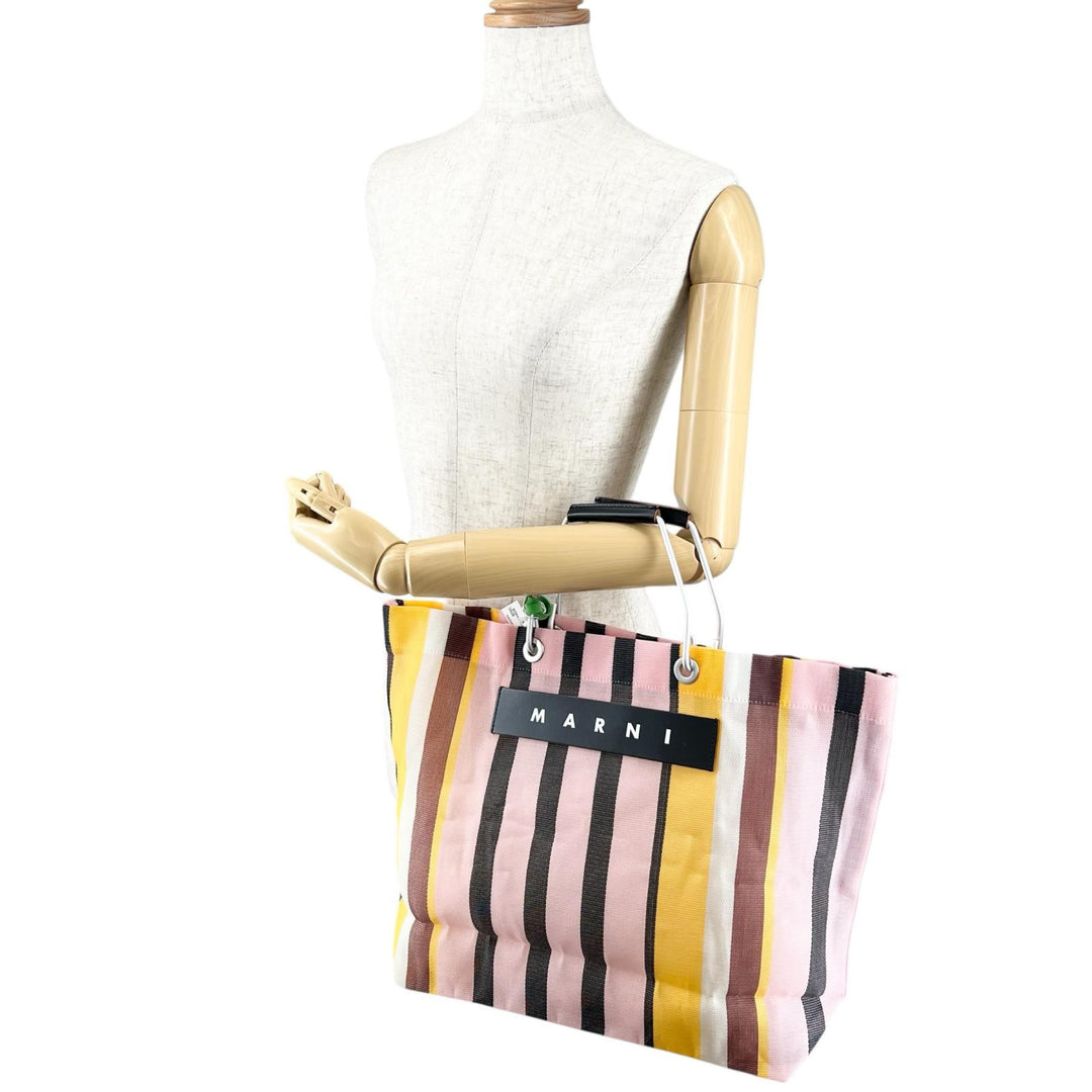 Pristine MARNI Handbag Flower cafe Marni Market Stripe multicolor SHMHR08A01
