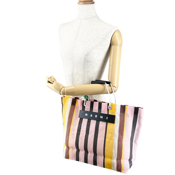 Pristine MARNI Handbag Flower cafe Marni Market Stripe multicolor SHMHR08A01