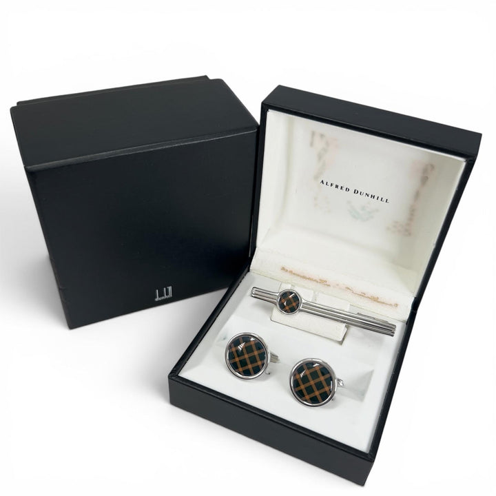 Excellent Dunhill Cufflinks cufflinks Tie pin 2-piece set green mens