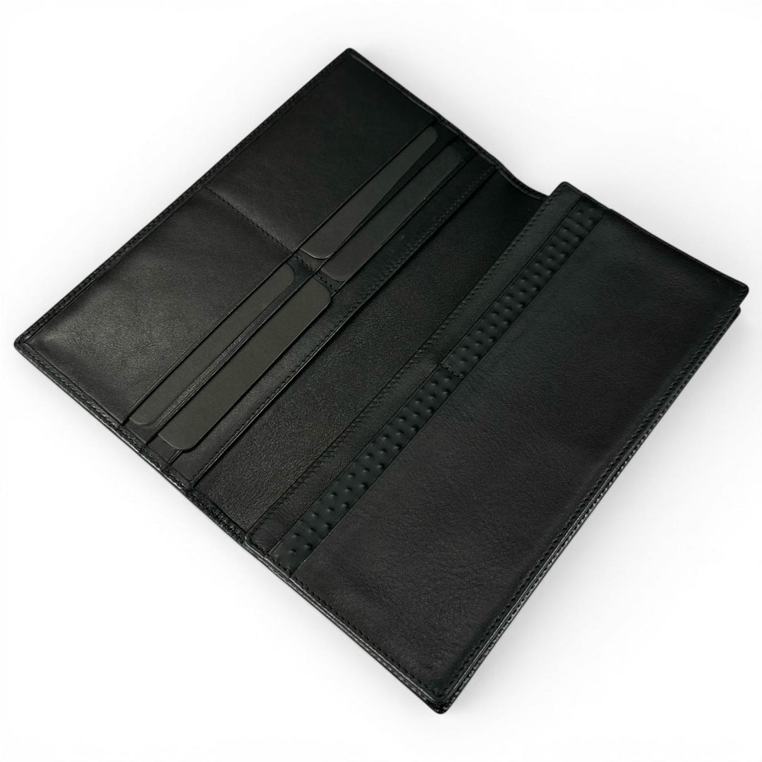 Excellent Dunhill Purse Logo-engraved wallet Bifold Wallet black leather mens