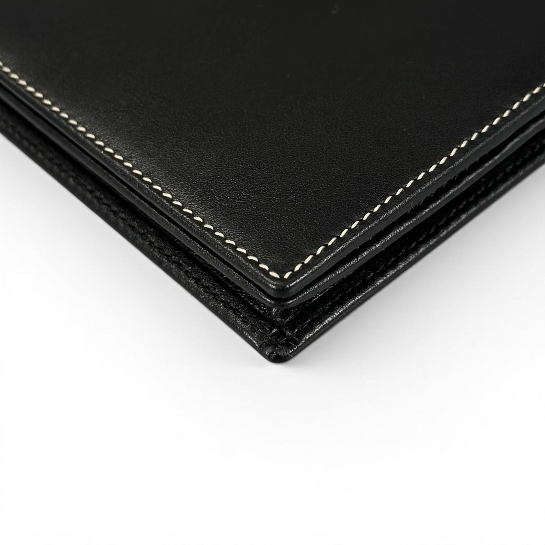 Excellent Dunhill Purse Logo-engraved wallet Bifold Wallet black leather mens