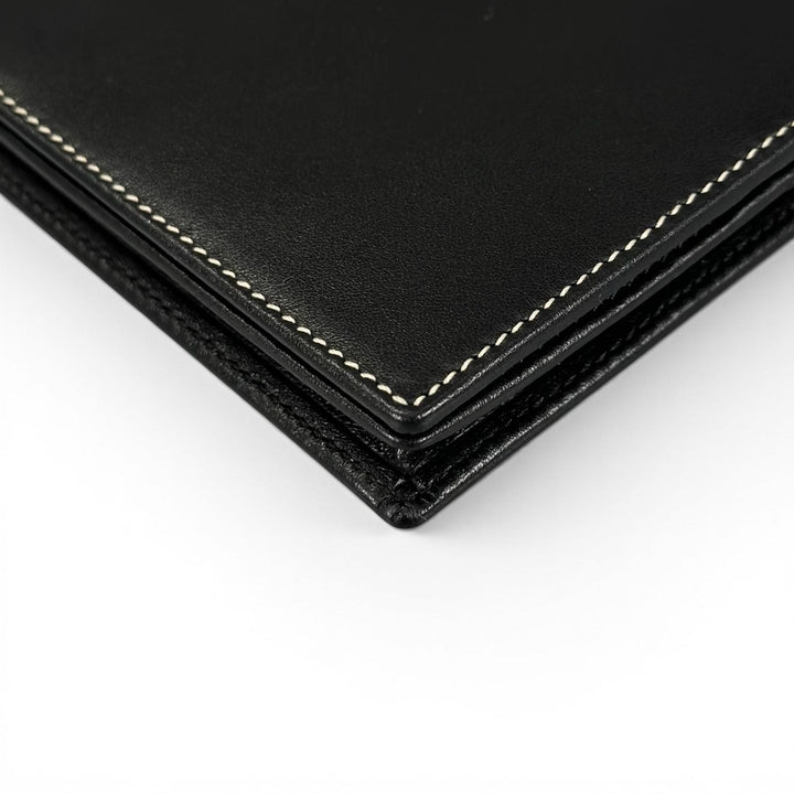 Excellent Dunhill Purse Logo-engraved wallet Bifold Wallet black leather mens
