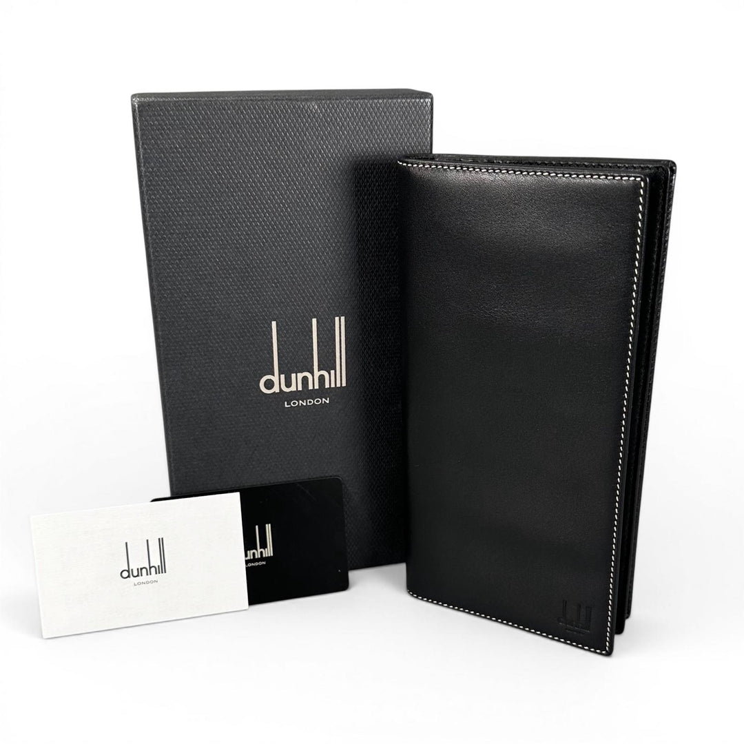 Excellent Dunhill Purse Logo-engraved wallet Bifold Wallet black leather mens