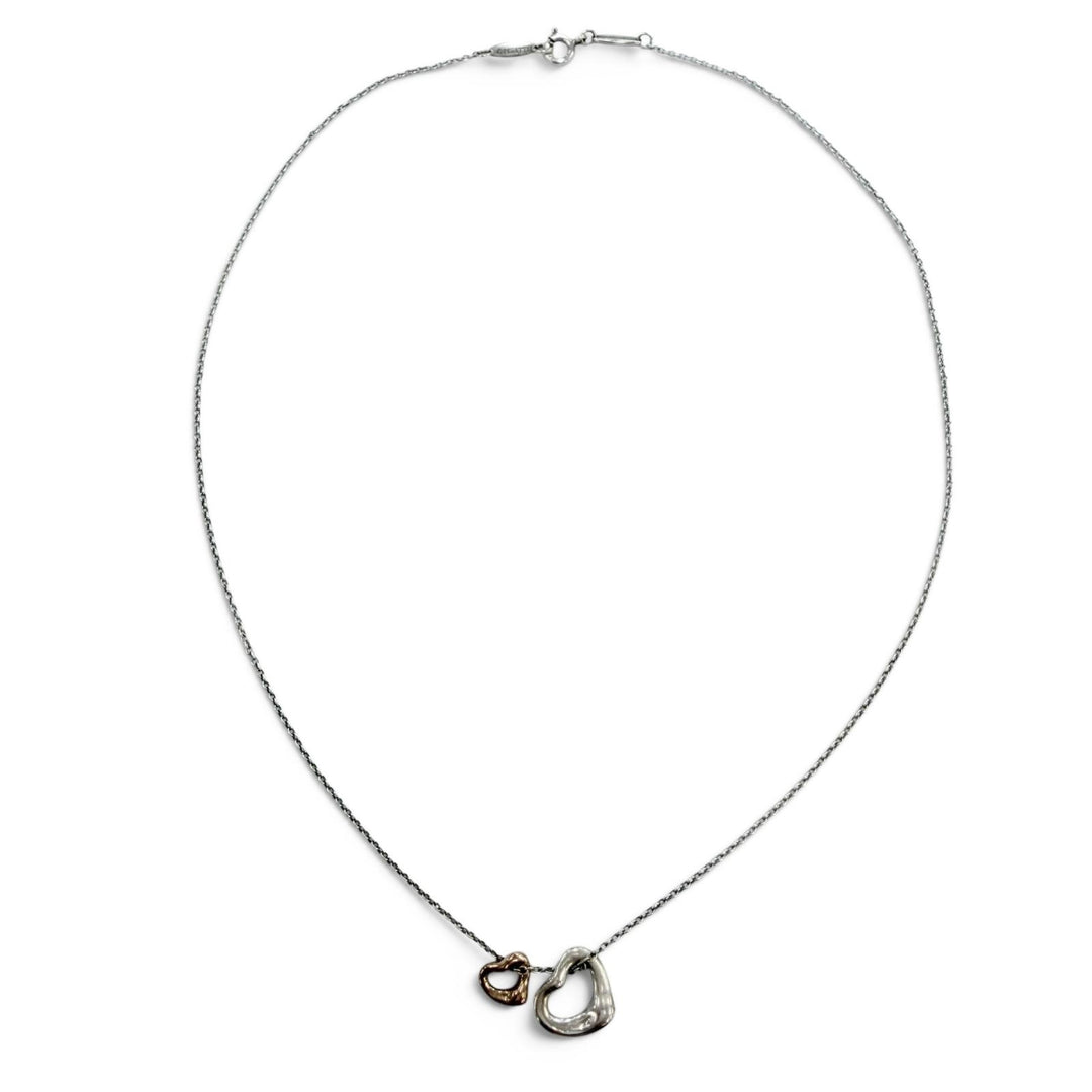 Great TIFFANY&Co. Necklace Double Open Heart Extra Mini Necklace Silver AG925