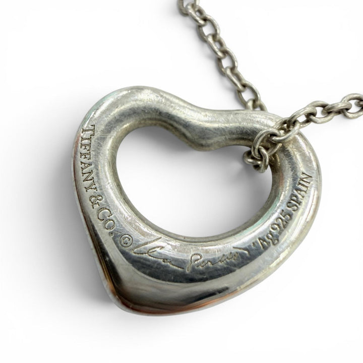 Great TIFFANY&Co. Necklace Double Open Heart Extra Mini Necklace Silver AG925