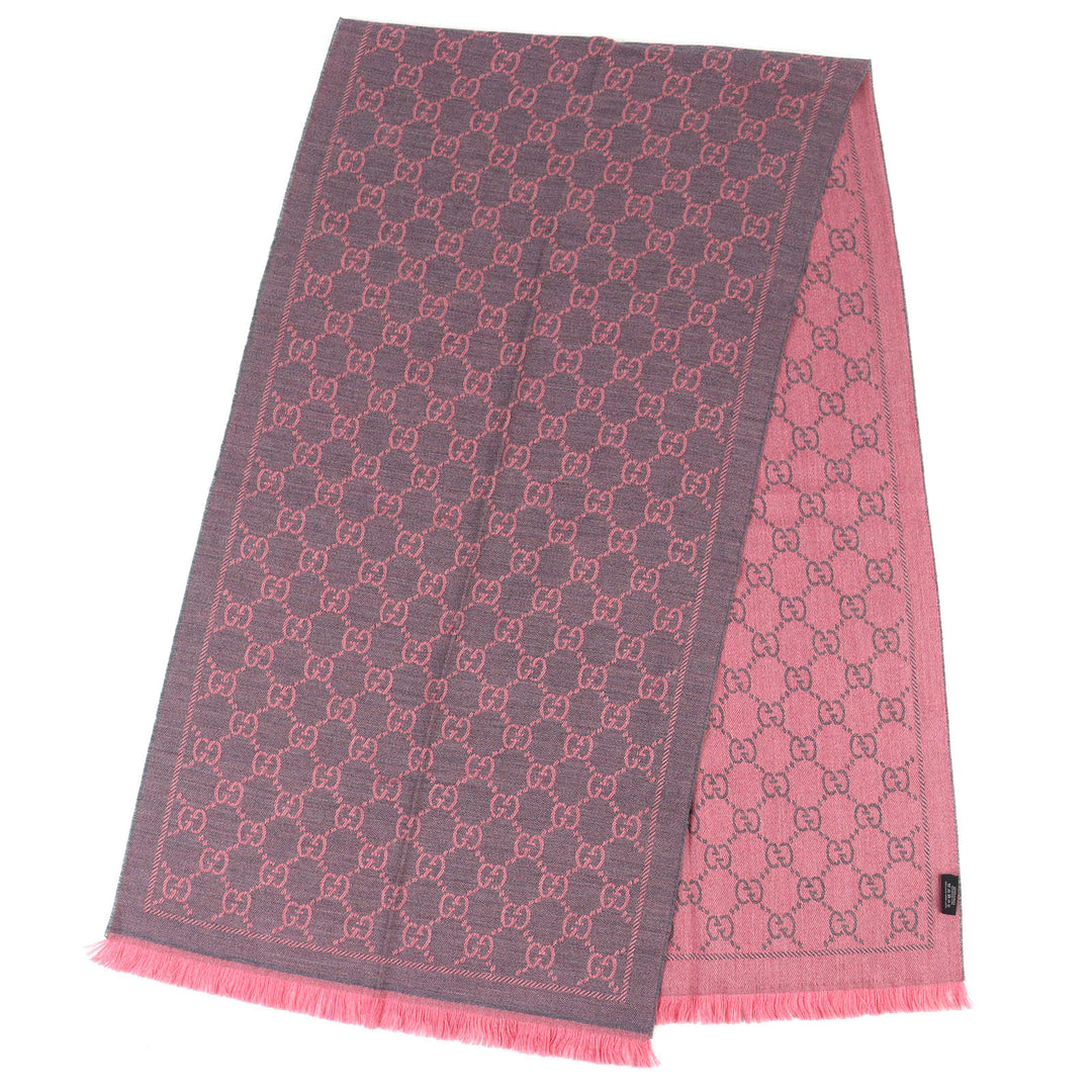 Excellent GUCCI shawl GG wool scarf Mini fringe scarf/stole wool Women 133483
