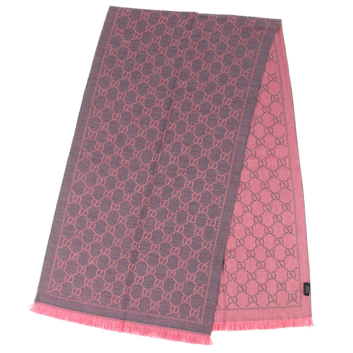 Excellent GUCCI shawl GG wool scarf Mini fringe scarf/stole wool Women 133483