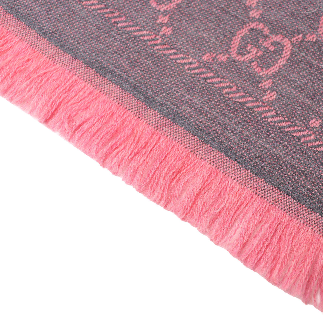 Excellent GUCCI shawl GG wool scarf Mini fringe scarf/stole wool Women 133483