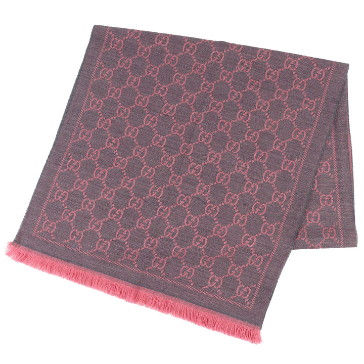 Excellent GUCCI shawl GG wool scarf Mini fringe scarf/stole wool Women 133483