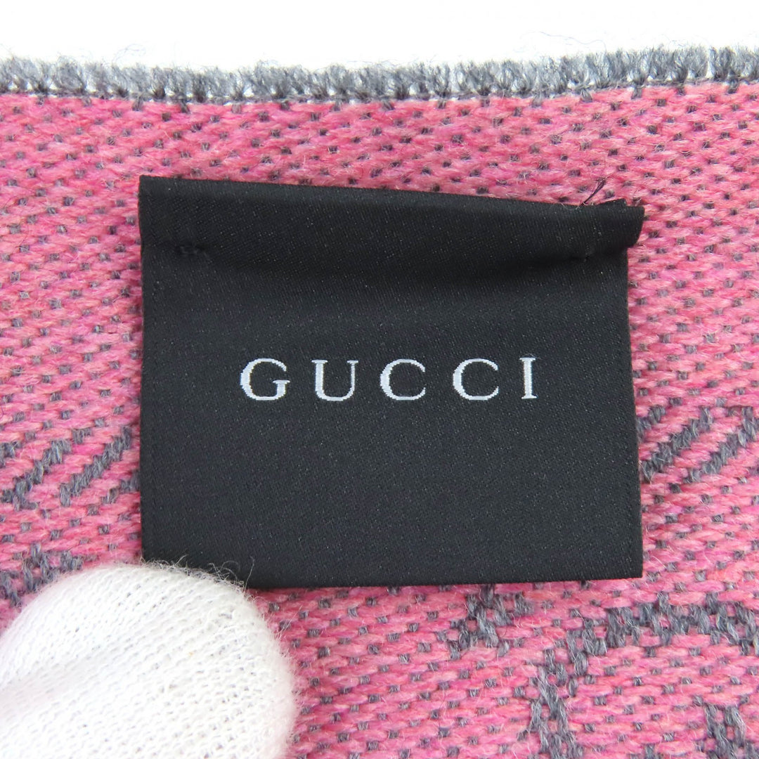 Excellent GUCCI shawl GG wool scarf Mini fringe scarf/stole wool Women 133483