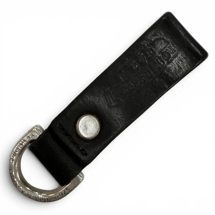 Great CHROME HEARTS key ring Crossball button belt loop black leather mens